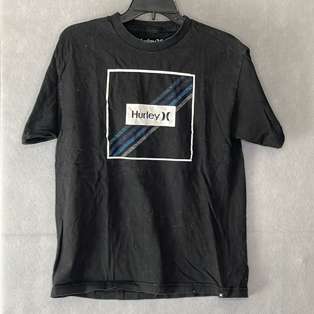 HURLEY Men's Signature Logo Shirt Black 100% Cotton EUC See SALES Below